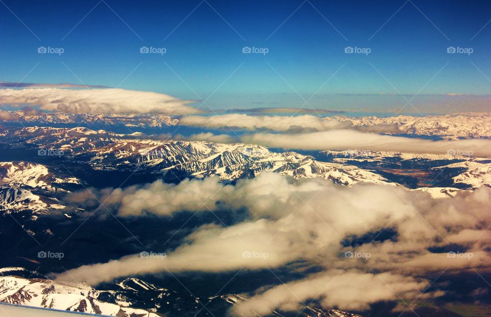 Flying high over the Rocky Mountains in Denver 