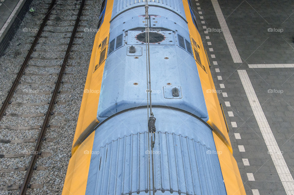 Above View Of A NS Train At Den Haag The Netherlands 2018