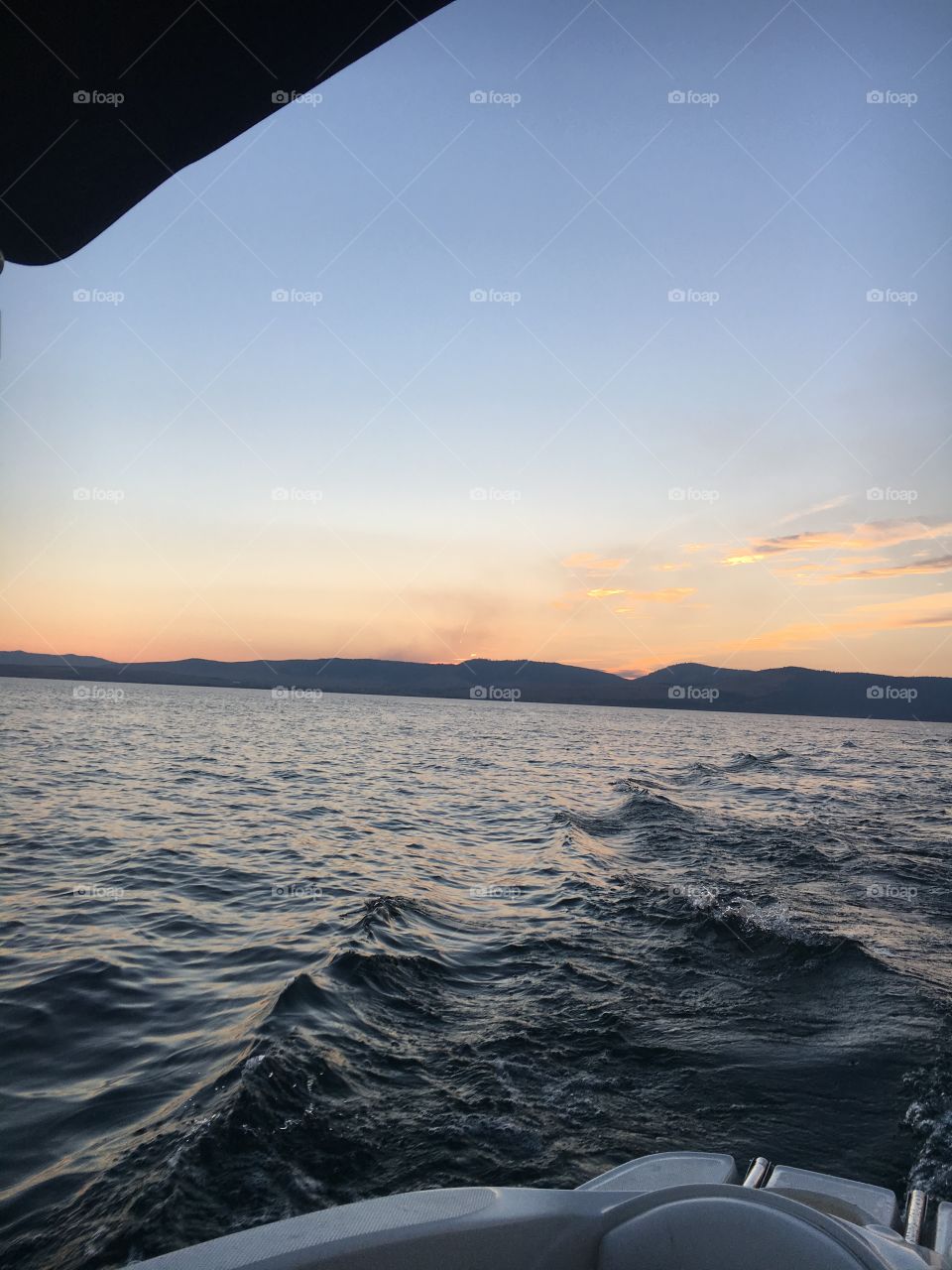 Sun set on a boat 