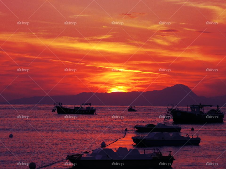 Sunset over Praia ( Italy ).