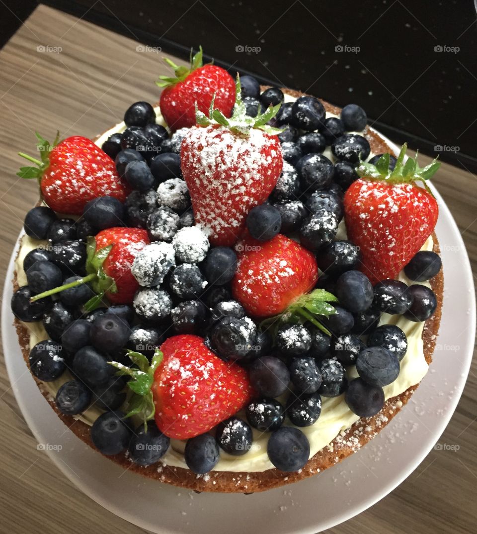 Yummy Summer Fruit topped Victoria Sponge Cake