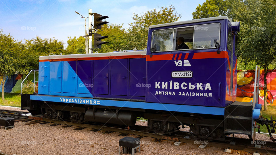 Blue diesel locomotive