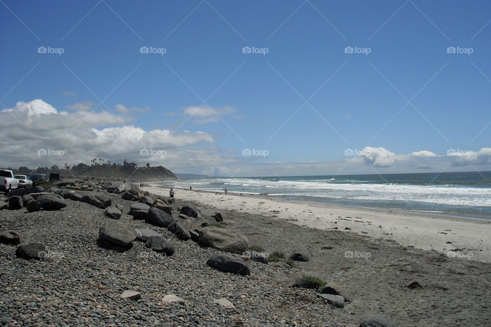 view of ocean beach in California road towards san Diego city