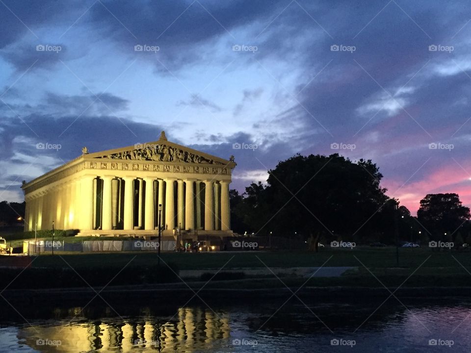 Parthenon at night in centennial park Nashville, tennesee 