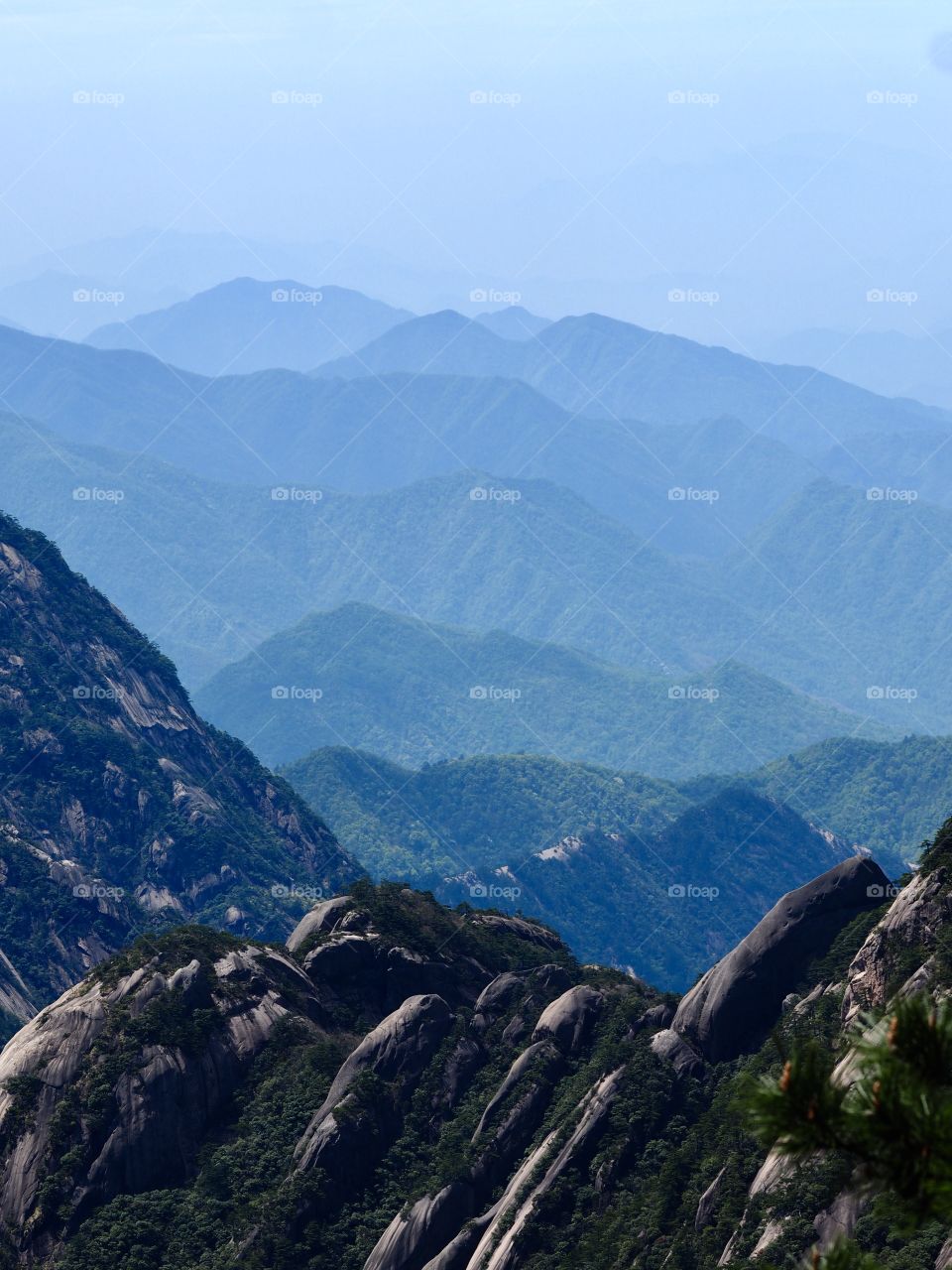 This photo was taken at the summit of Mt Huangshan or the Yellow Mountains in the province of Anhui in China. Taken in April 2019.