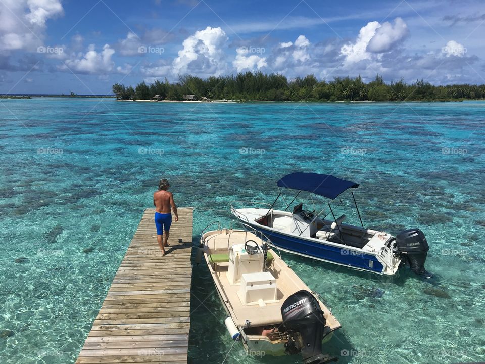 Boats on lagoon