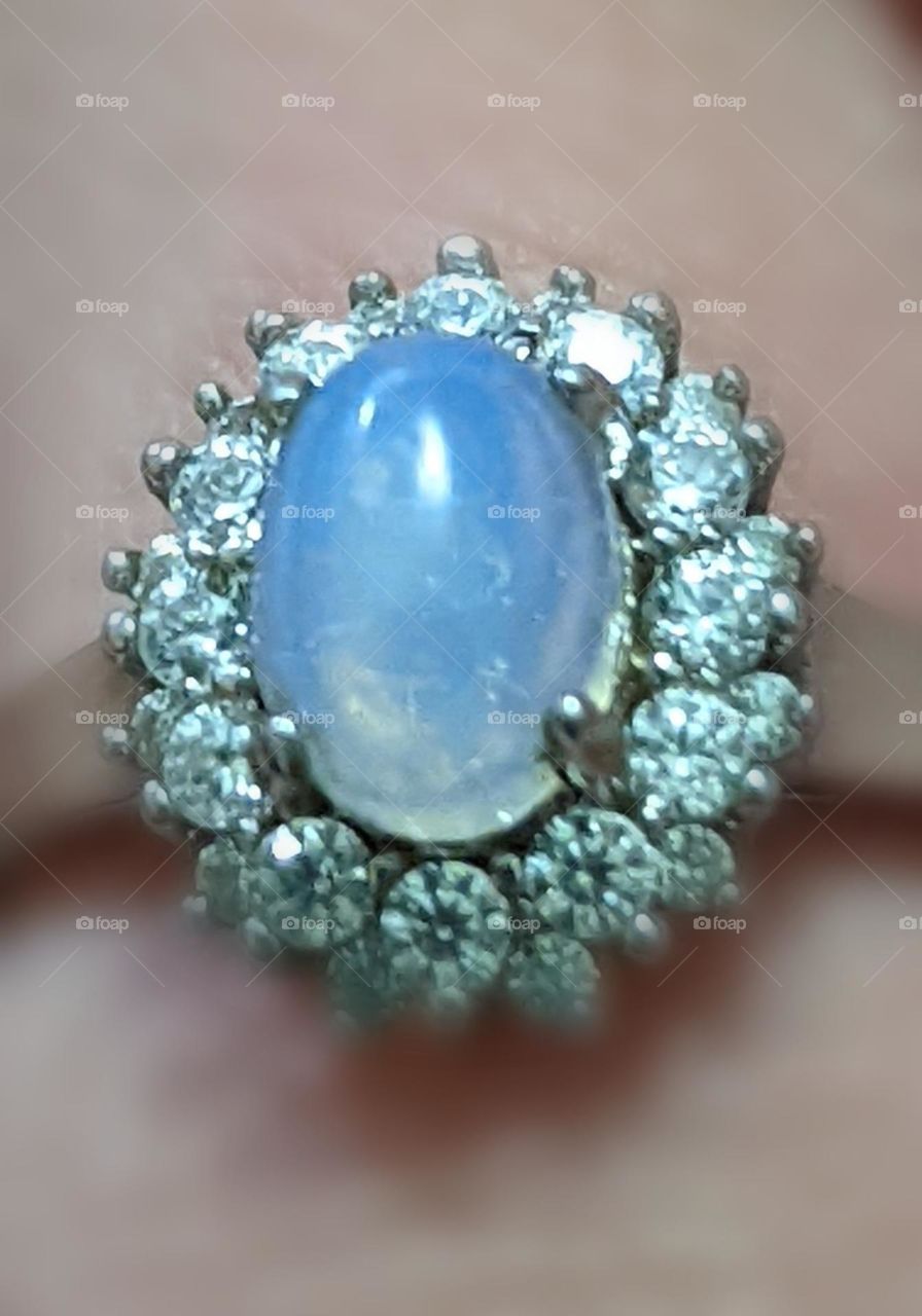 Silver and opal ring