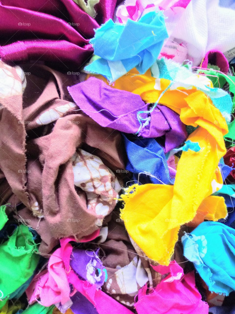 coloful fabric scraps ready to be used for crafts.