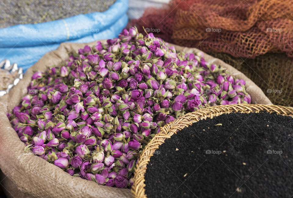 Dry Flowers in a Street Market 