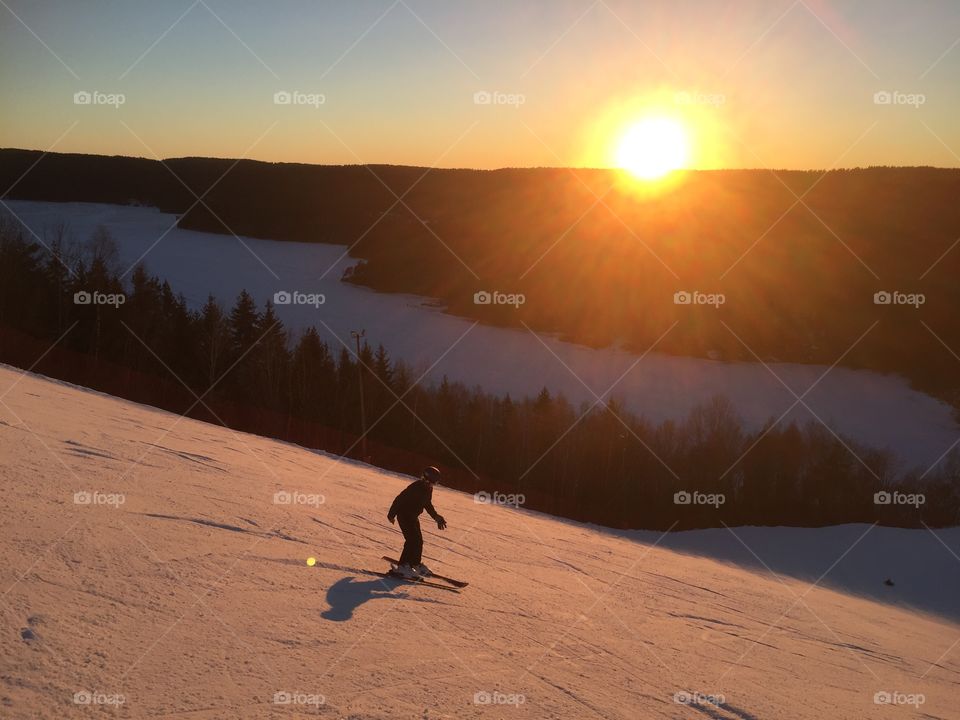 Skiing into the sunset in Ingierkollen, just outside of Oslo, Norway. 
