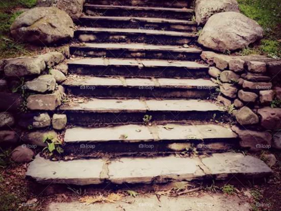 Stone Stair. These wide steps lead to a building that no longer exists. In a way, traversing them allows one to move through time as well as up a grassy hill