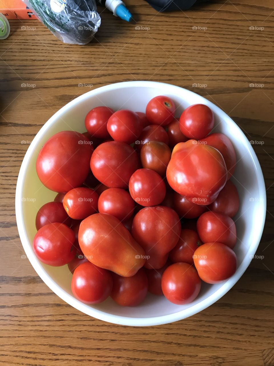 Fresh picked tomatoes from our garden