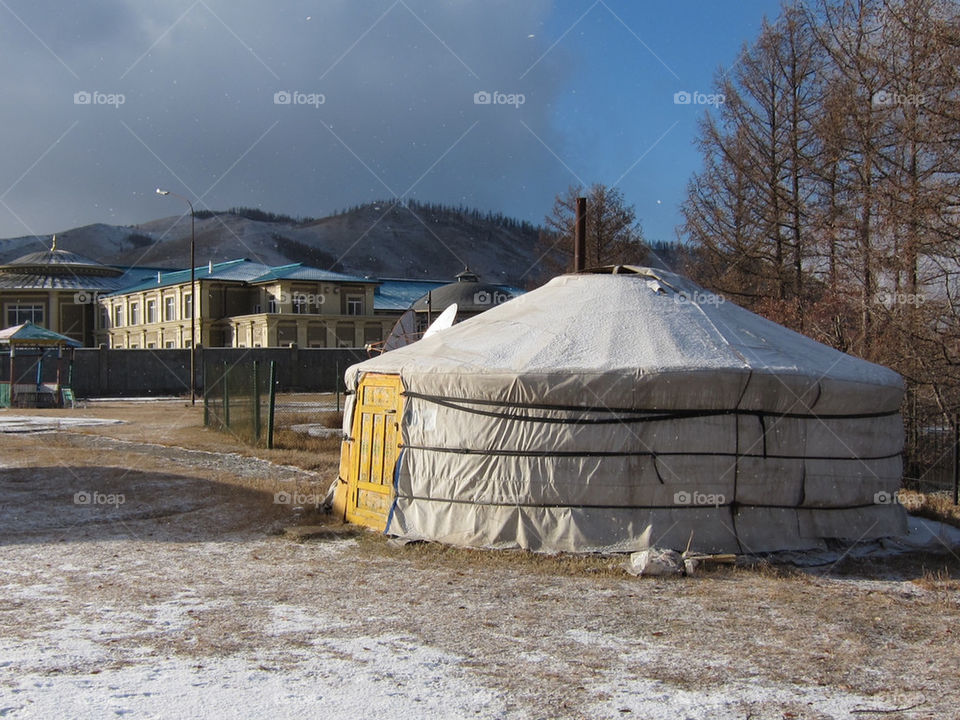snow sky blue trees by thepapierdollies