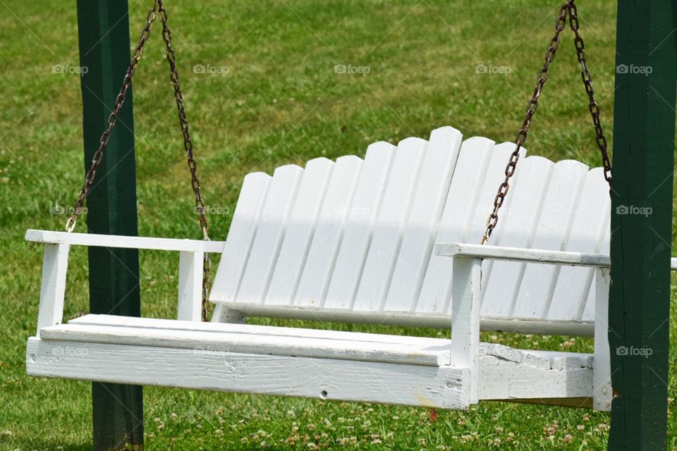 White bench swing 
