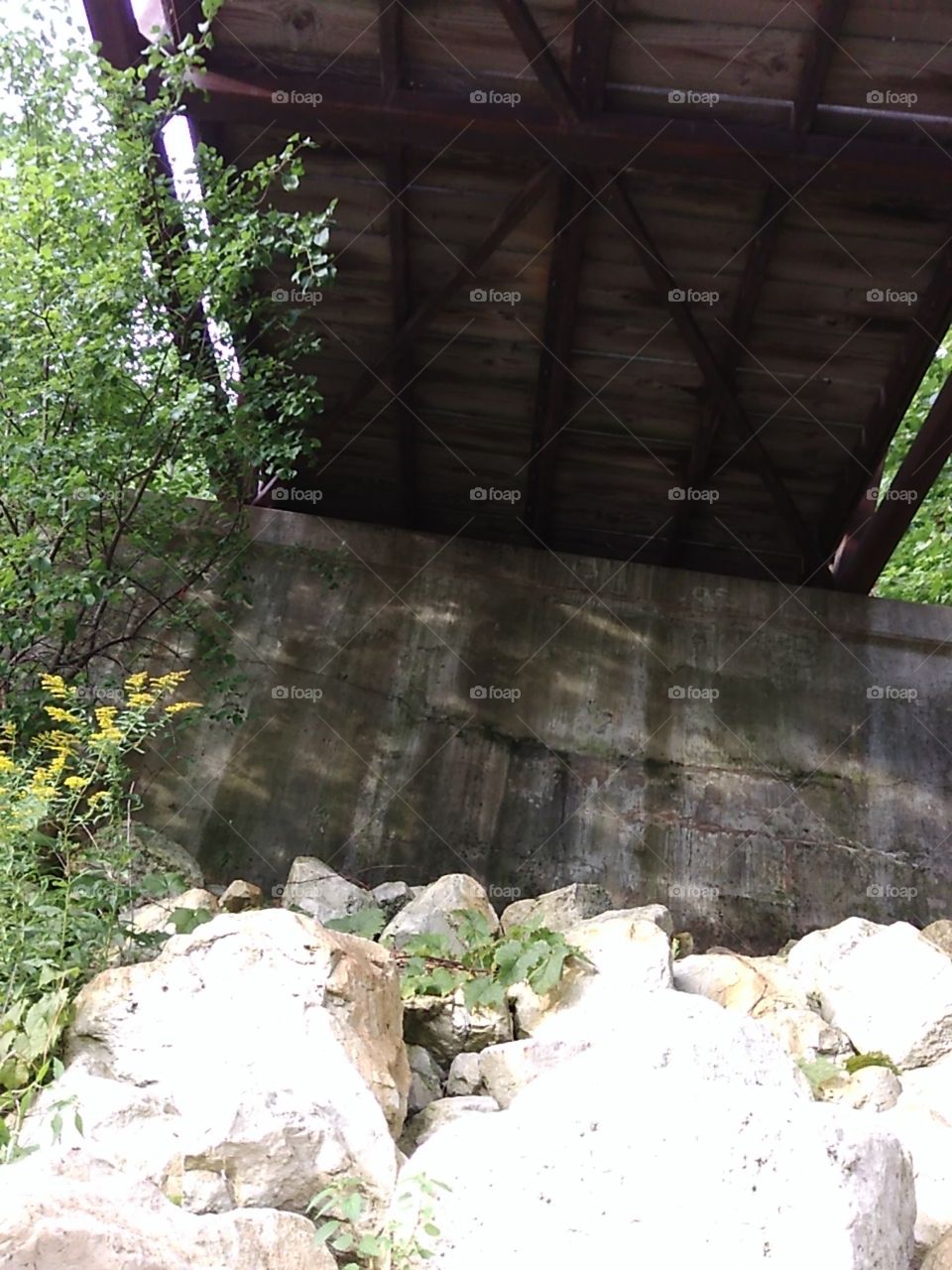 Concrete Wall Underneath The Bridge