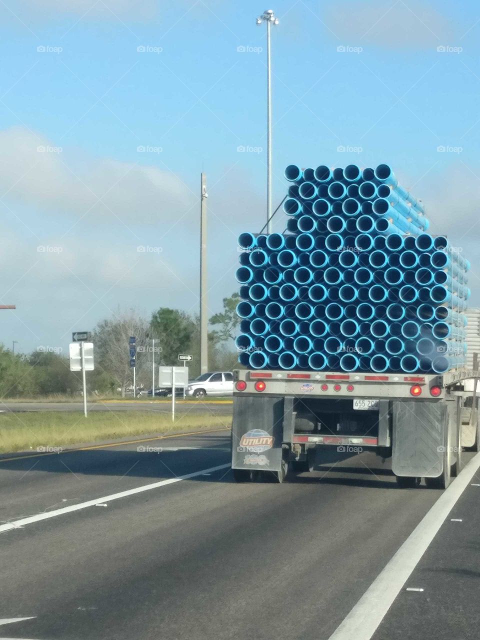 pipes on a truck