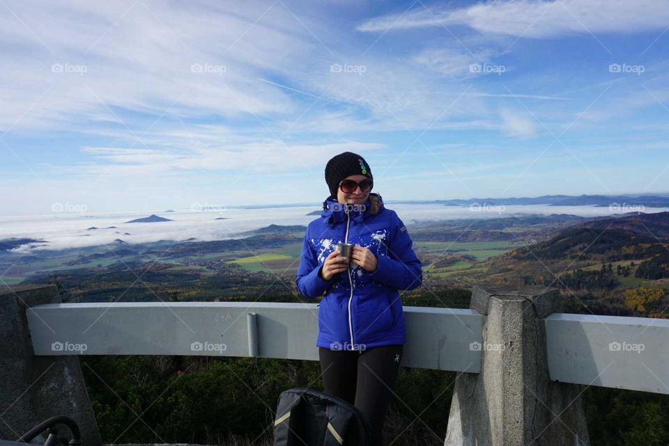 Mountain#view#clouds#human#hot#drink