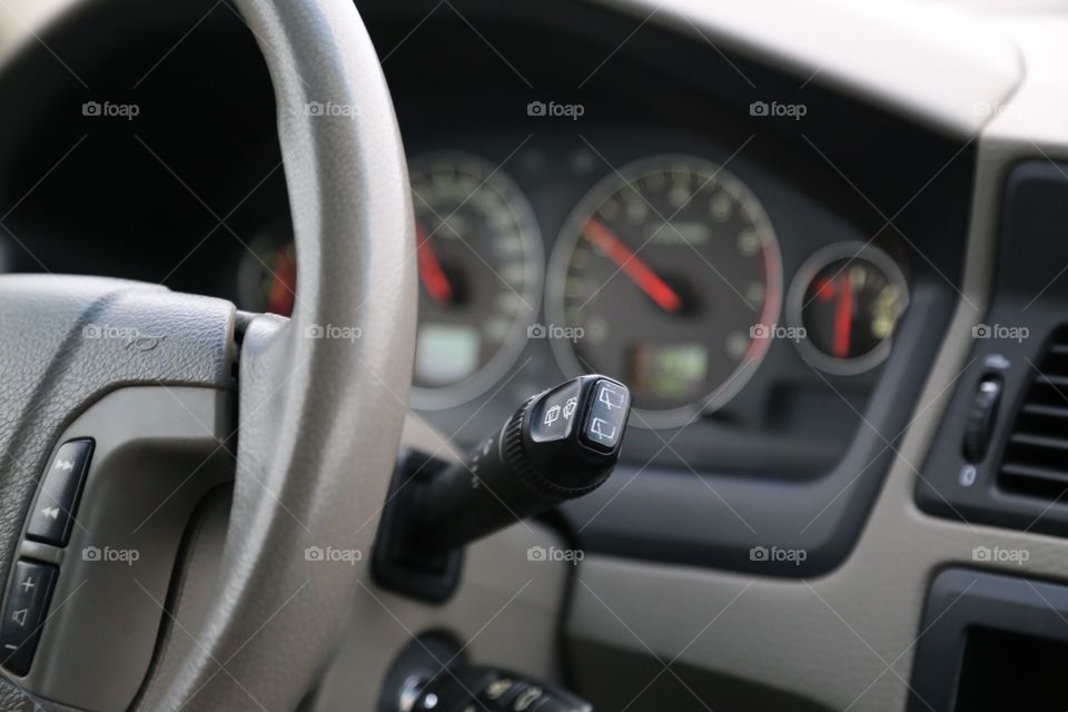 Close up to the controls in the car