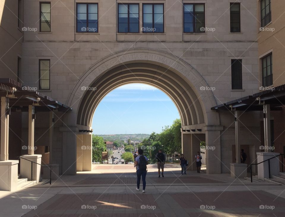 University campus overlooking a quintessential college town.