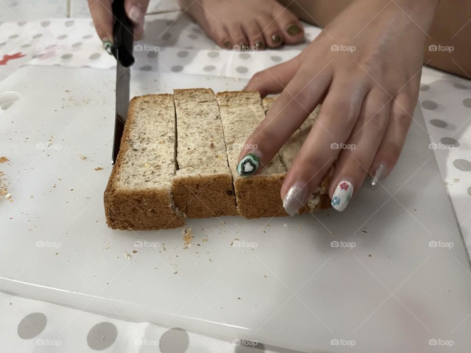 Baking bread.