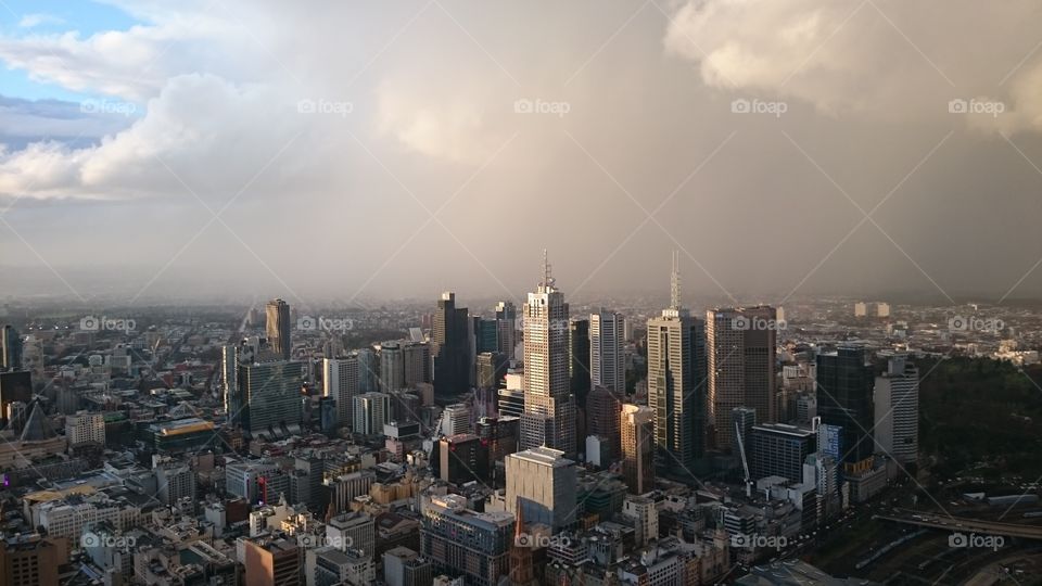 Melbourne Eureka tower. Skyline of Melbourne from the Eureka tower. Highest skyscraper of the city.