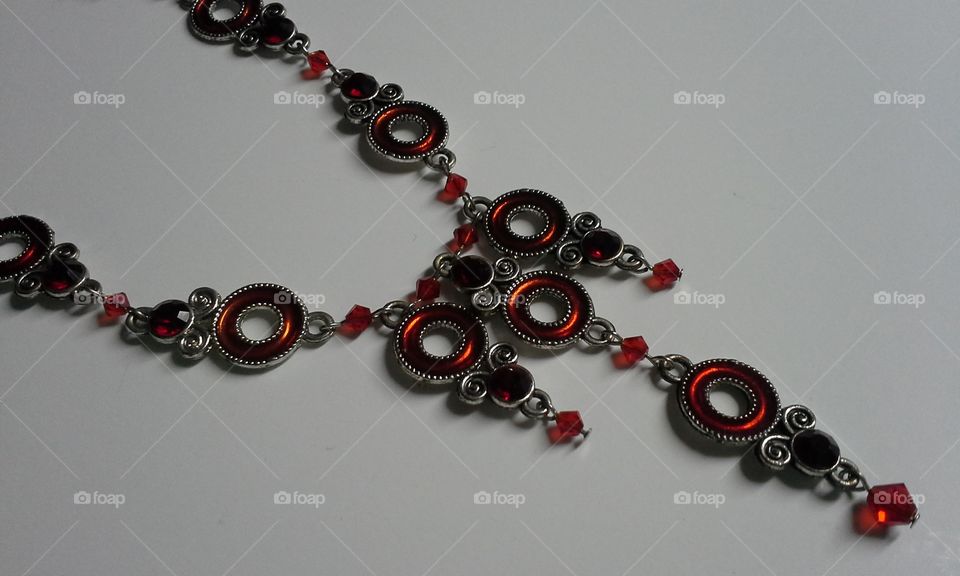 handmade red crystal necklace horizontal