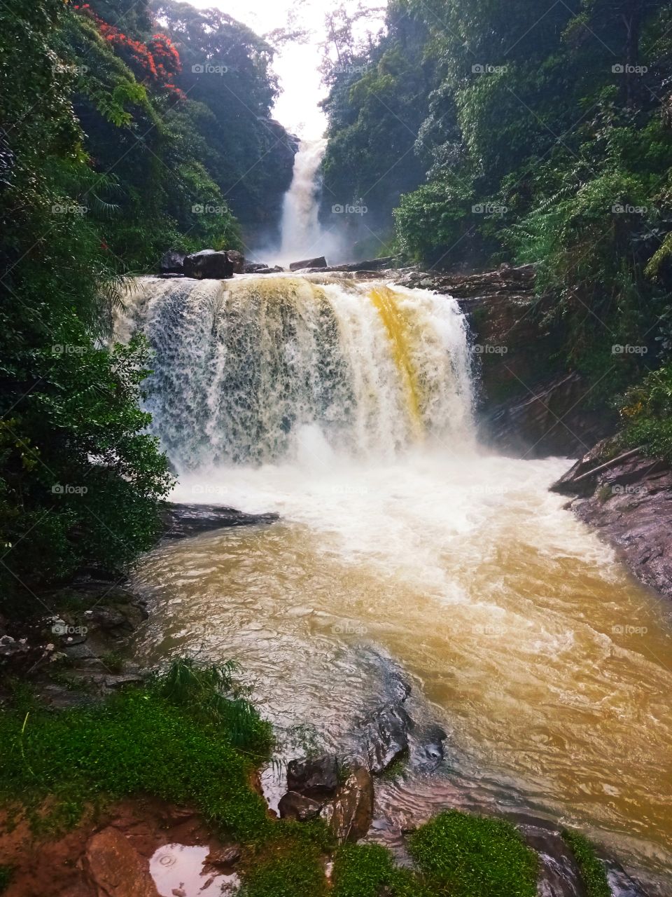 waterfall in a rainy day