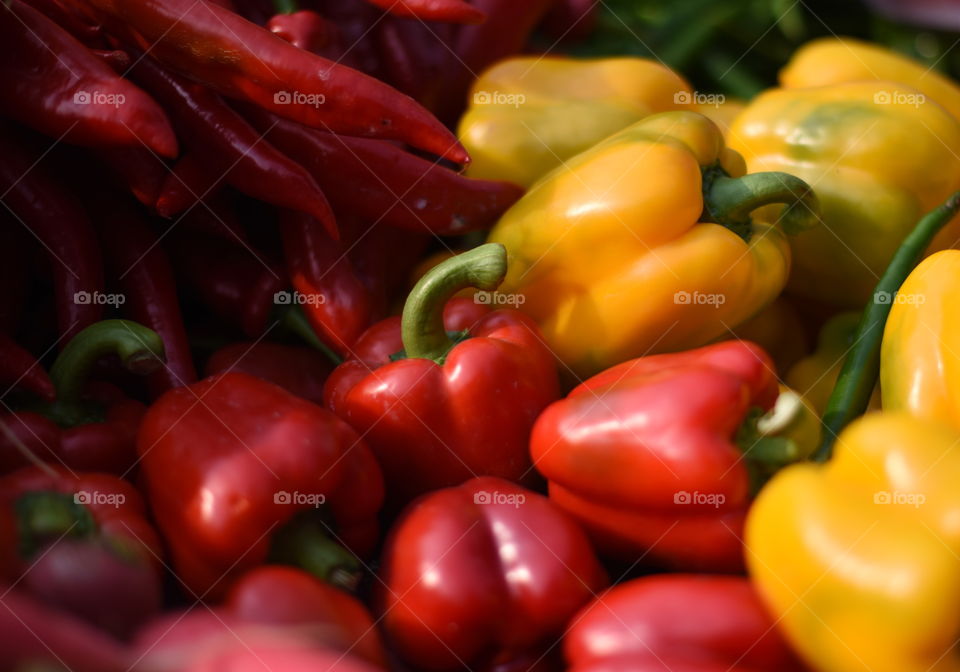 food, fresh fruit, close, market, colors, vegetable,  paprika green yellow red