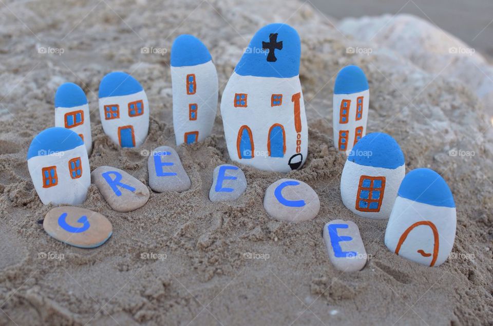 Typical greek houses on stones