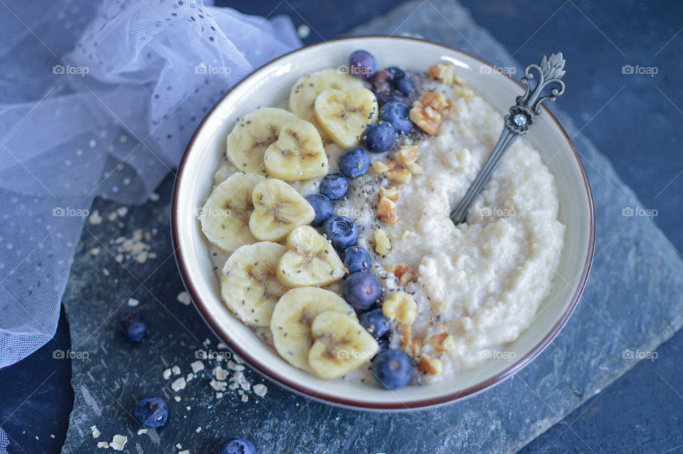 Oatmeal fruit bowl for healthy breakfast, quick breakfast 🍲