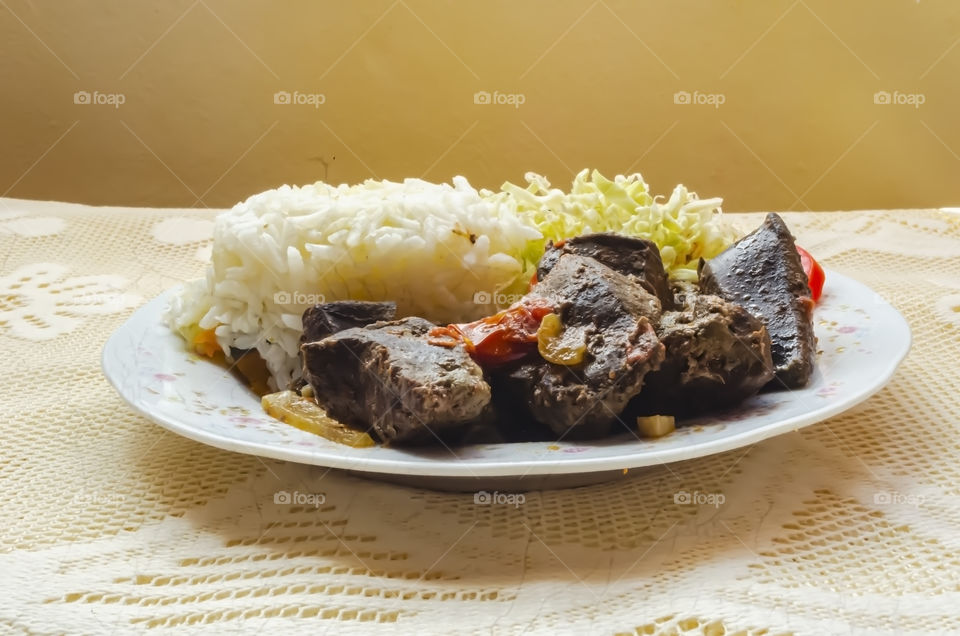 Side View Of A Beef Liver Meal