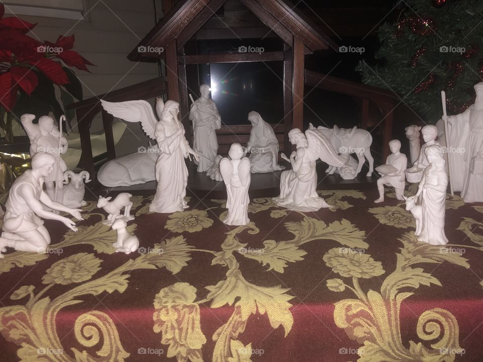 A beautiful nativity scene at Christmas time