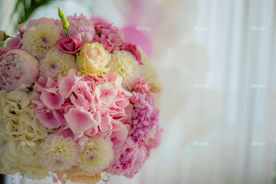 Flowers , wedding , rose , hydrangea