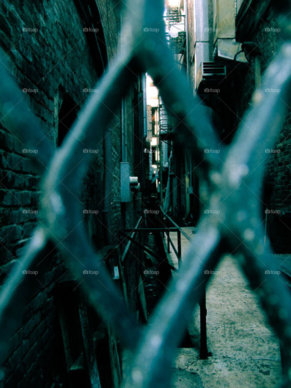 Hidden Alley. A gated alley hidden between two buildings
