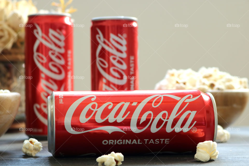 Coca-Cola Original Taste and popcorn