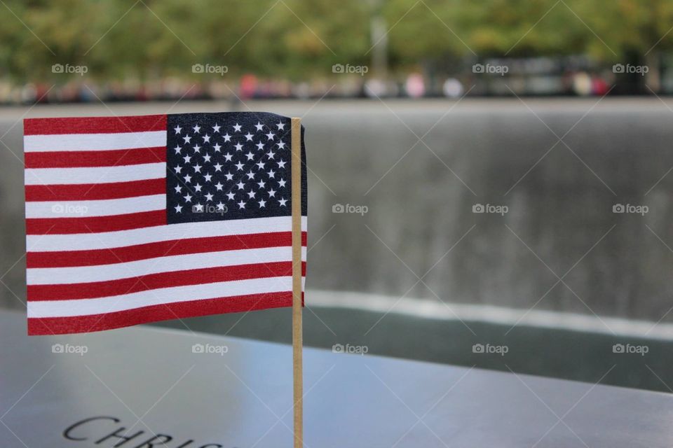 Flag at 9/11 memorial 