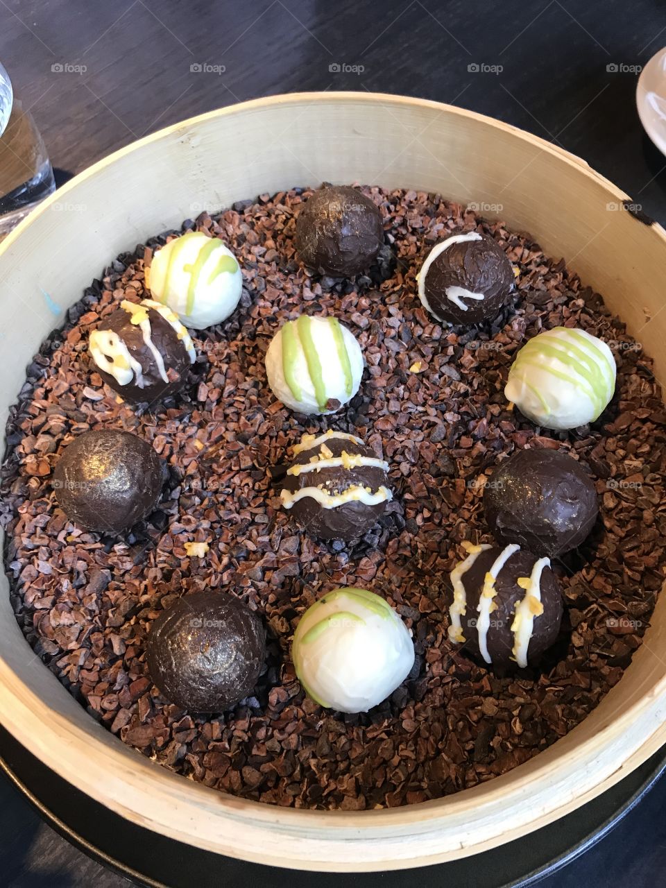 Beautifully crafted chocolate truffles at hakkasan San Francisco 