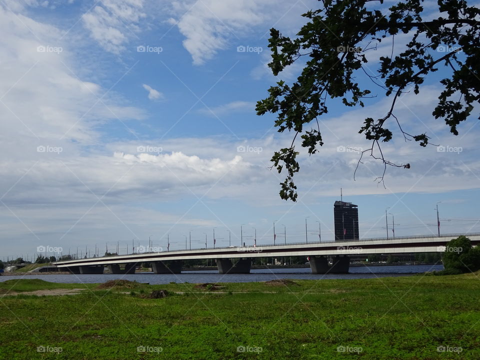 Bridge through Daugava river in Riga.