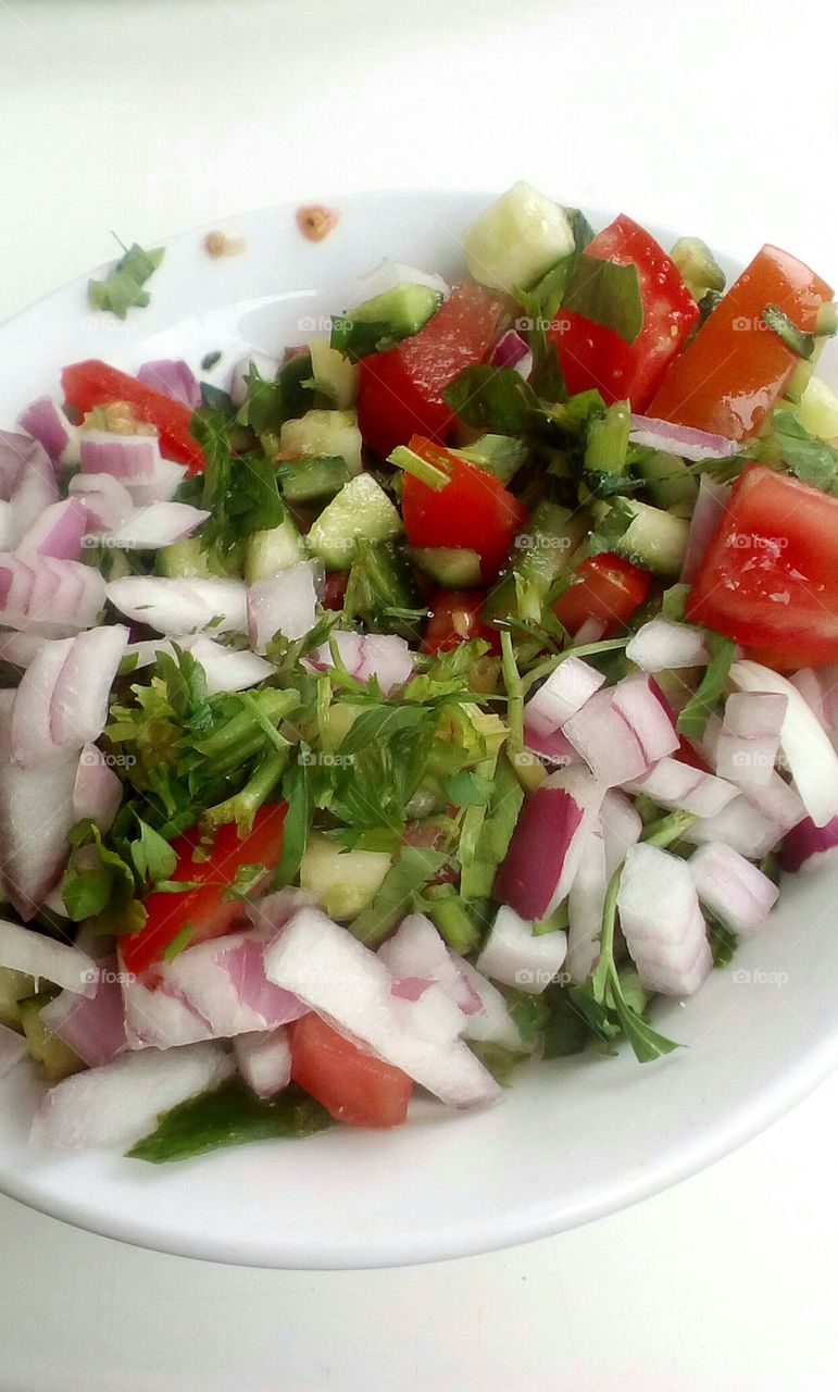 Fresh colorful healthy salad on plate