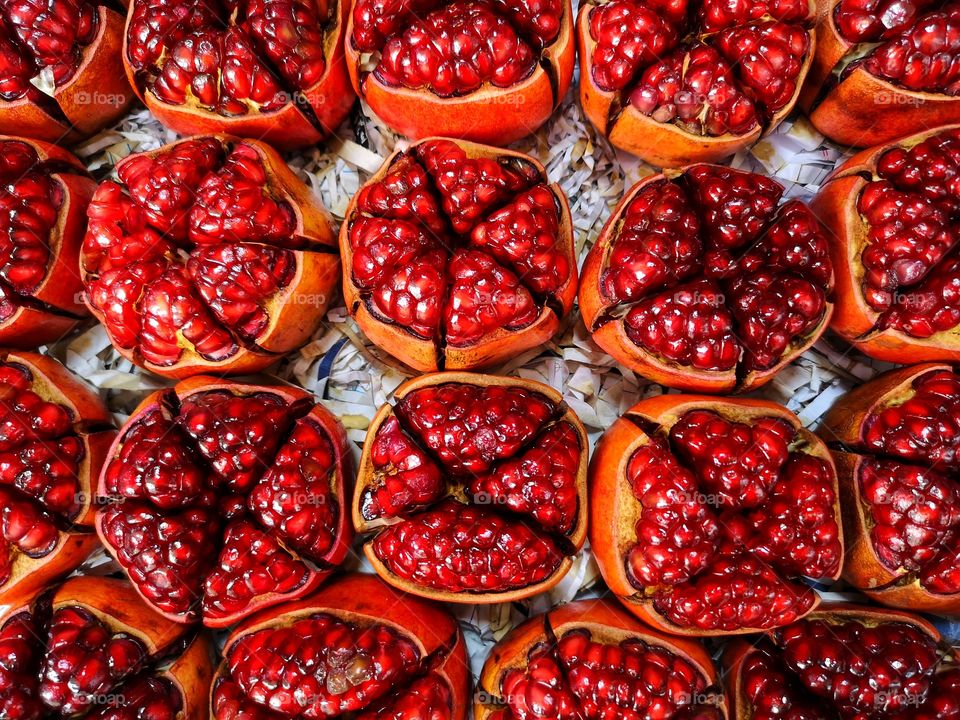 Red and juicy pomegranates