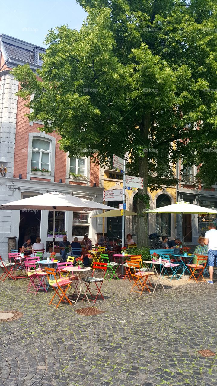 chairs Tables Umbrella color tree