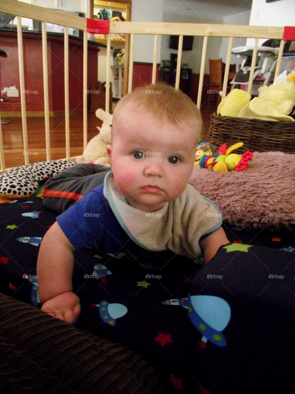 Beautiful baby learning to crawl 