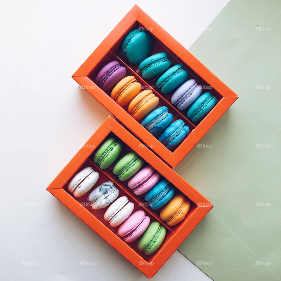 Two boxes with macaroons 