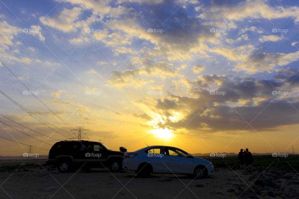 Sunset, Landscape, Vehicle, Storm, Dawn