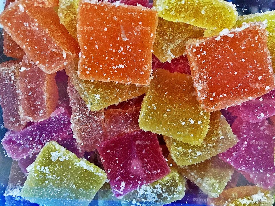 Colouful chewy fruity sugar candy