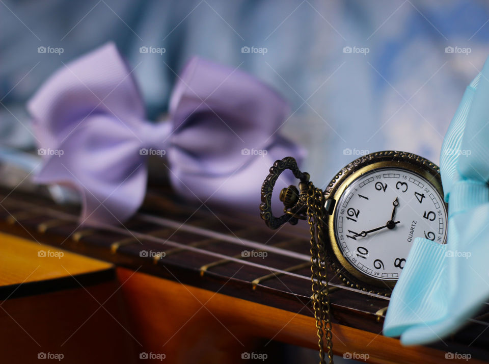 guitar music clock ribbon