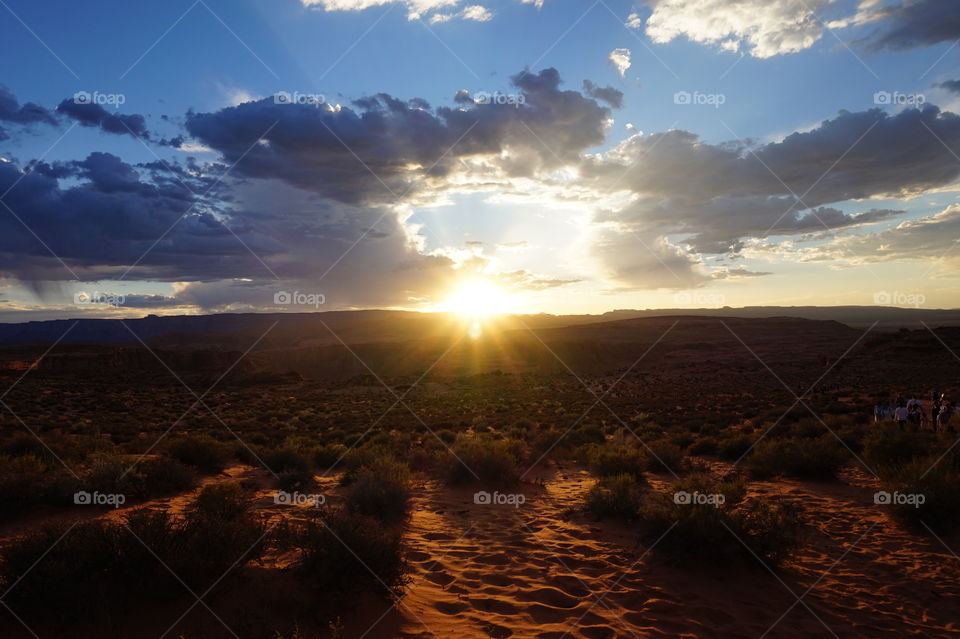 cloudy sunset at desert