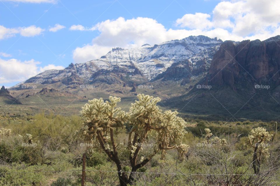 Superstition Mountains in Arizona Desert