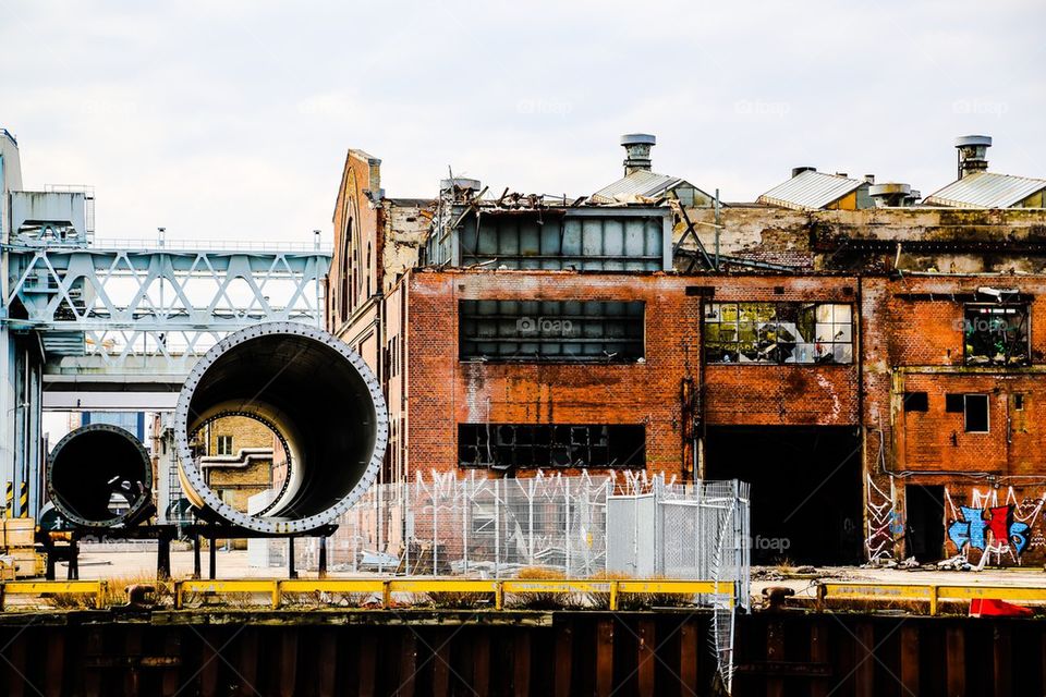 Industrial. Industrial area with graffiti 