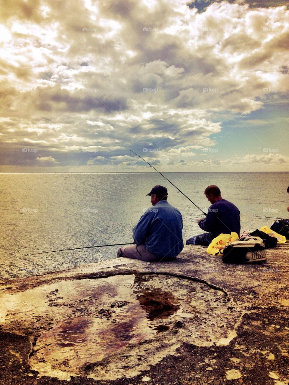 Fishermen awaiting fish